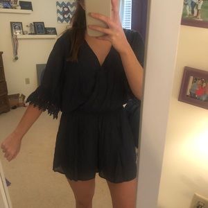 Navy blue with lace romper